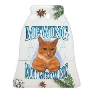 Funny Cat Meme Mewing LooksMax Meowing cat Trend Ceramic Bell Ornament