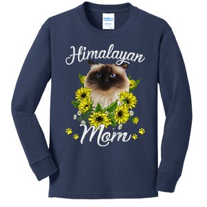 Funny Cat Mom Mothers Day Gifts Sunflower Himalayan Mom Kids Long Sleeve Shirt