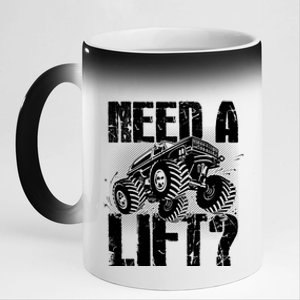 Funny Cool Monster Truck Need A Lift 11oz Black Color Changing Mug