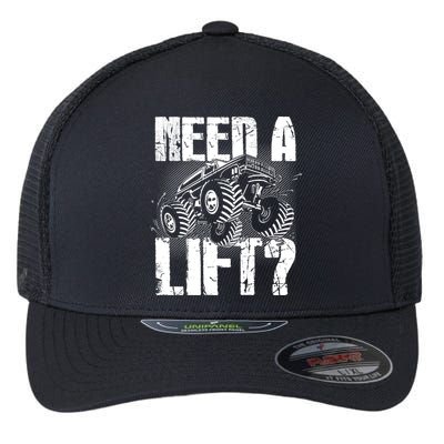 Funny Cool Monster Truck Need A Lift Flexfit Unipanel Trucker Cap