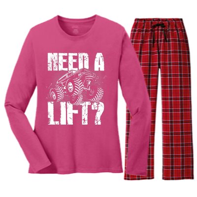 Funny Cool Monster Truck Need A Lift Women's Long Sleeve Flannel Pajama Set 