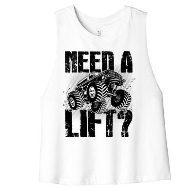 Funny Cool Monster Truck Need A Lift Women's Racerback Cropped Tank