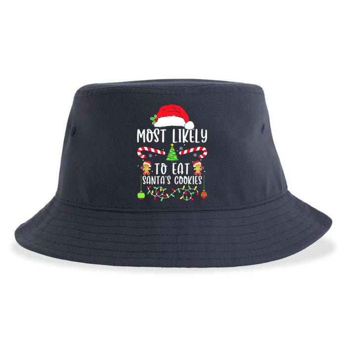 Funny Christmas Most Likely To Drink All The Cookies Family Matching Gift Sustainable Bucket Hat