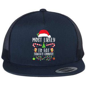 Funny Christmas Most Likely To Drink All The Cookies Family Matching Gift Flat Bill Trucker Hat