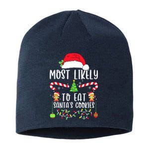 Funny Christmas Most Likely To Drink All The Cookies Family Matching Gift Sustainable Beanie