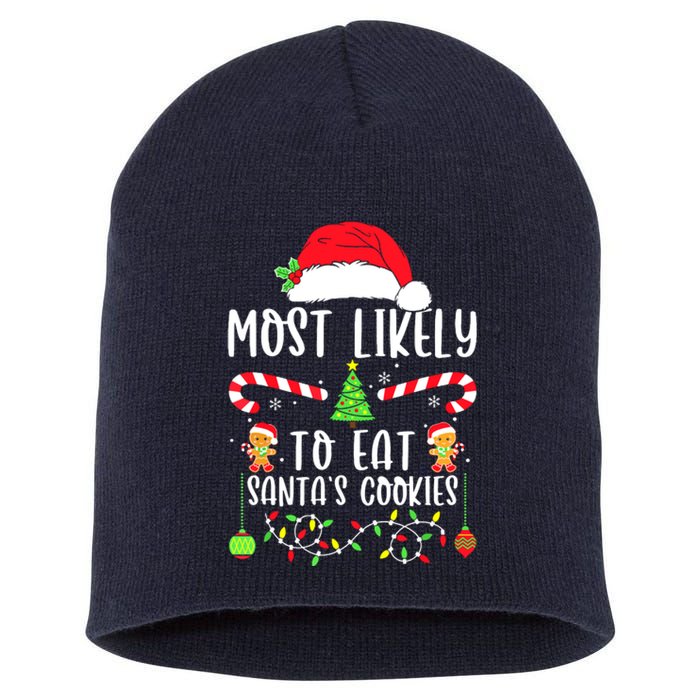 Funny Christmas Most Likely To Drink All The Cookies Family Matching Gift Short Acrylic Beanie