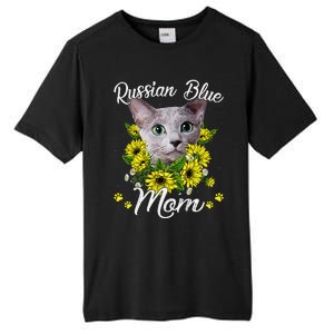 Funny Cat Mom Mothers Day Kitten Sunflower Russian Blue Mom Tall Fusion ChromaSoft Performance T-Shirt