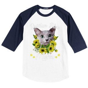 Funny Cat Mom Mothers Day Kitten Sunflower Russian Blue Mom Baseball Sleeve Shirt