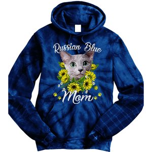 Funny Cat Mom Mothers Day Kitten Sunflower Russian Blue Mom Tie Dye Hoodie