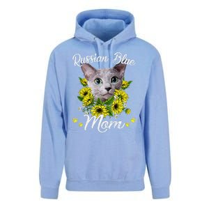 Funny Cat Mom Mothers Day Kitten Sunflower Russian Blue Mom Unisex Surf Hoodie