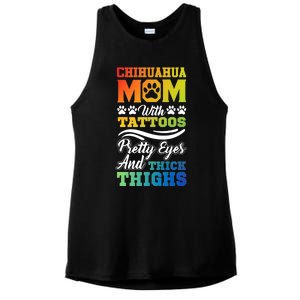 Funny Chihuahua Mom With Tattoos Pretty Eyes Gift Ladies PosiCharge Tri-Blend Wicking Tank