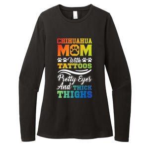 Funny Chihuahua Mom With Tattoos Pretty Eyes Gift Womens CVC Long Sleeve Shirt