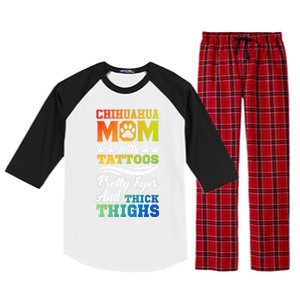 Funny Chihuahua Mom With Tattoos Pretty Eyes Gift Raglan Sleeve Pajama Set