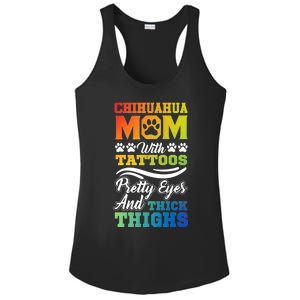 Funny Chihuahua Mom With Tattoos Pretty Eyes Gift Ladies PosiCharge Competitor Racerback Tank