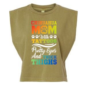 Funny Chihuahua Mom With Tattoos Pretty Eyes Gift Garment-Dyed Women's Muscle Tee