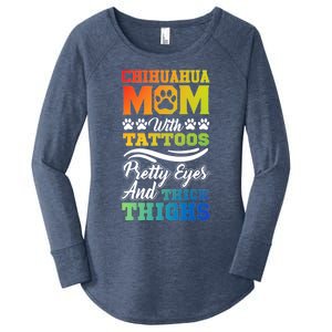 Funny Chihuahua Mom With Tattoos Pretty Eyes Gift Women's Perfect Tri Tunic Long Sleeve Shirt