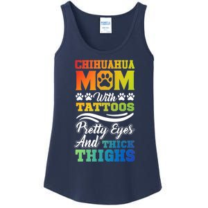 Funny Chihuahua Mom With Tattoos Pretty Eyes Gift Ladies Essential Tank