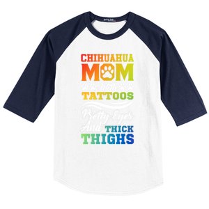 Funny Chihuahua Mom With Tattoos Pretty Eyes Gift Baseball Sleeve Shirt