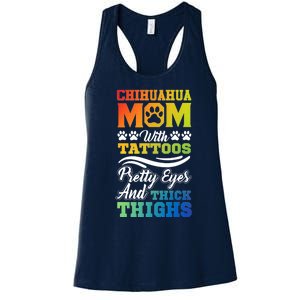 Funny Chihuahua Mom With Tattoos Pretty Eyes Gift Women's Racerback Tank