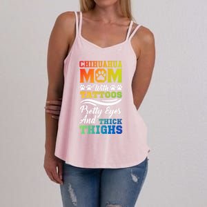 Funny Chihuahua Mom With Tattoos Pretty Eyes Gift Women's Strappy Tank