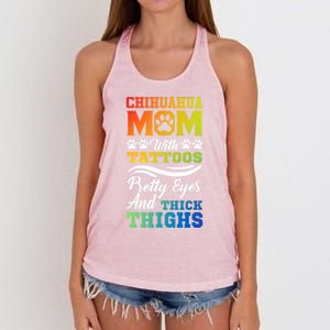 Funny Chihuahua Mom With Tattoos Pretty Eyes Gift Women's Knotted Racerback Tank