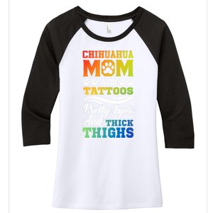 Funny Chihuahua Mom With Tattoos Pretty Eyes Gift Women's Tri-Blend 3/4-Sleeve Raglan Shirt