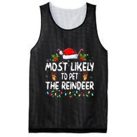 Funny Christmas Most Likely To Pet The Reindeer Mesh Reversible Basketball Jersey Tank