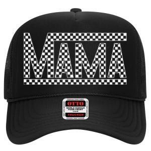 Funny Checkered Mama Black White Gift  High Crown Mesh Back Trucker Hat