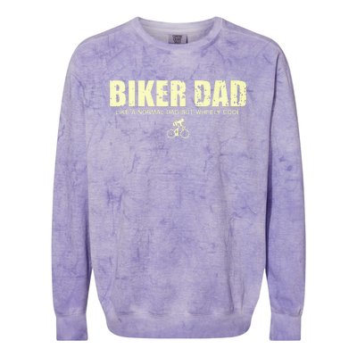 Funny Cycling Mountain Biking Biker Dad Colorblast Crewneck Sweatshirt