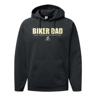 Funny Cycling Mountain Biking Biker Dad Performance Fleece Hoodie