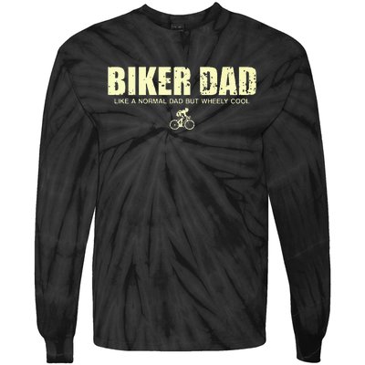 Funny Cycling Mountain Biking Biker Dad Tie-Dye Long Sleeve Shirt