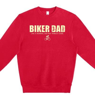 Funny Cycling Mountain Biking Biker Dad Premium Crewneck Sweatshirt