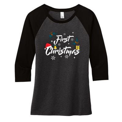 First Christmas | Merry Christmas Women's Tri-Blend 3/4-Sleeve Raglan Shirt