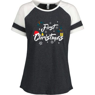 First Christmas | Merry Christmas Enza Ladies Jersey Colorblock Tee