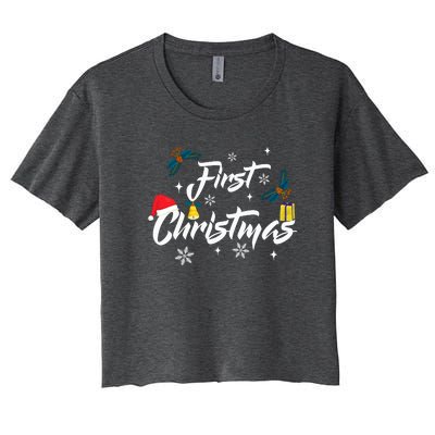 First Christmas | Merry Christmas Women's Crop Top Tee