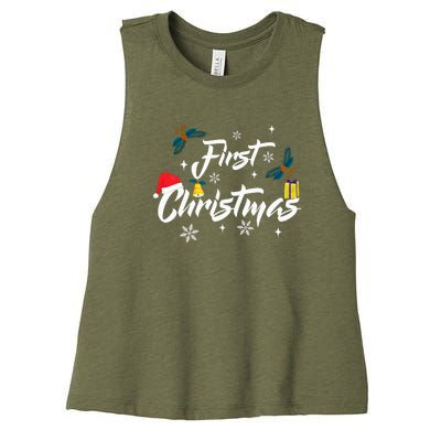 First Christmas | Merry Christmas Women's Racerback Cropped Tank