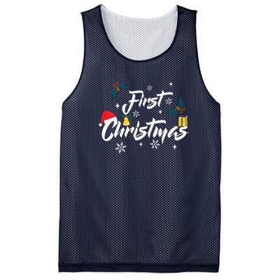 First Christmas | Merry Christmas Mesh Reversible Basketball Jersey Tank