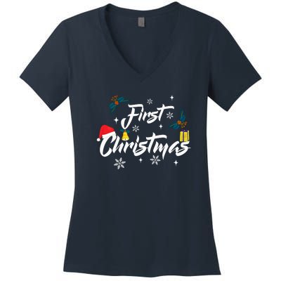 First Christmas | Merry Christmas Women's V-Neck T-Shirt