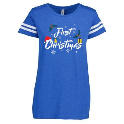 First Christmas | Merry Christmas Enza Ladies Jersey Football T-Shirt