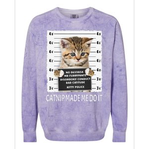 Funny Catnip Made Me Do It Cat Lover Gift Women Colorblast Crewneck Sweatshirt