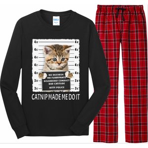 Funny Catnip Made Me Do It Cat Lover Gift Women Long Sleeve Pajama Set