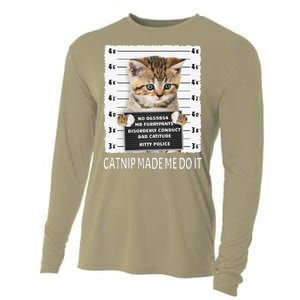 Funny Catnip Made Me Do It Cat Lover Gift Women Cooling Performance Long Sleeve Crew