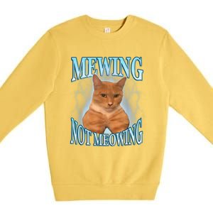 Funny Cat Meme Mewing Looksmax Meowing Cat Trend Premium Crewneck Sweatshirt