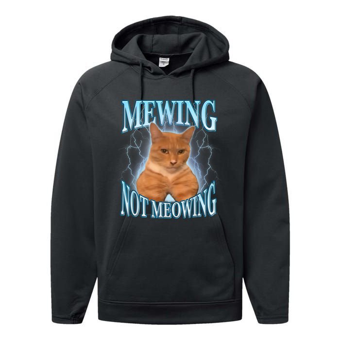 Funny Cat Meme Mewing Looksmax Meowing Cat Trend Performance Fleece Hoodie