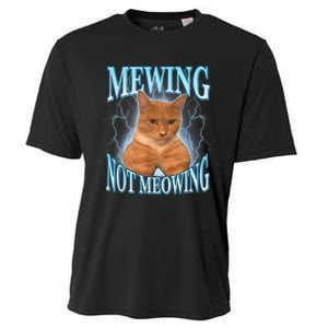 Funny Cat Meme Mewing Looksmax Meowing Cat Trend Cooling Performance Crew T-Shirt