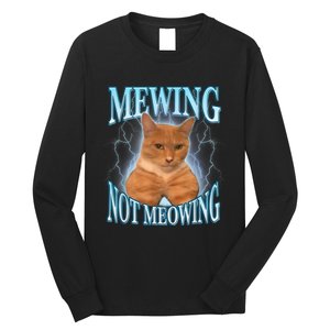 Funny Cat Meme Mewing Looksmax Meowing Cat Trend Long Sleeve Shirt