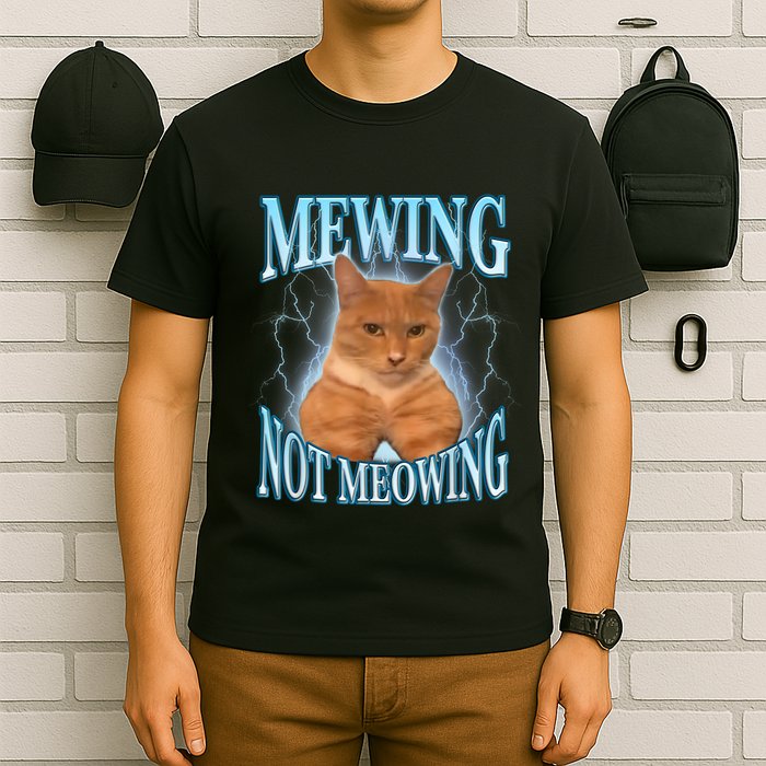 Funny Cat Meme Mewing Looksmax Meowing Cat Trend T-Shirt