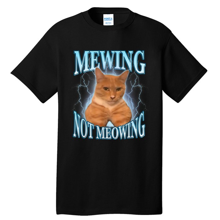 Funny Cat Meme Mewing Looksmax Meowing Cat Trend Tall T-Shirt