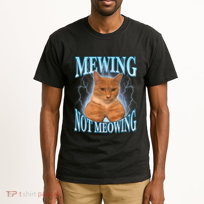 Funny Cat Meme Mewing Looksmax Meowing Cat Trend Tall T-Shirt