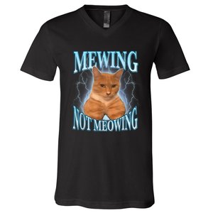 Funny Cat Meme Mewing Looksmax Meowing Cat Trend V-Neck T-Shirt